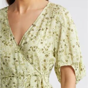 Floral Wrap Maxi Dress with Puff Sleeves